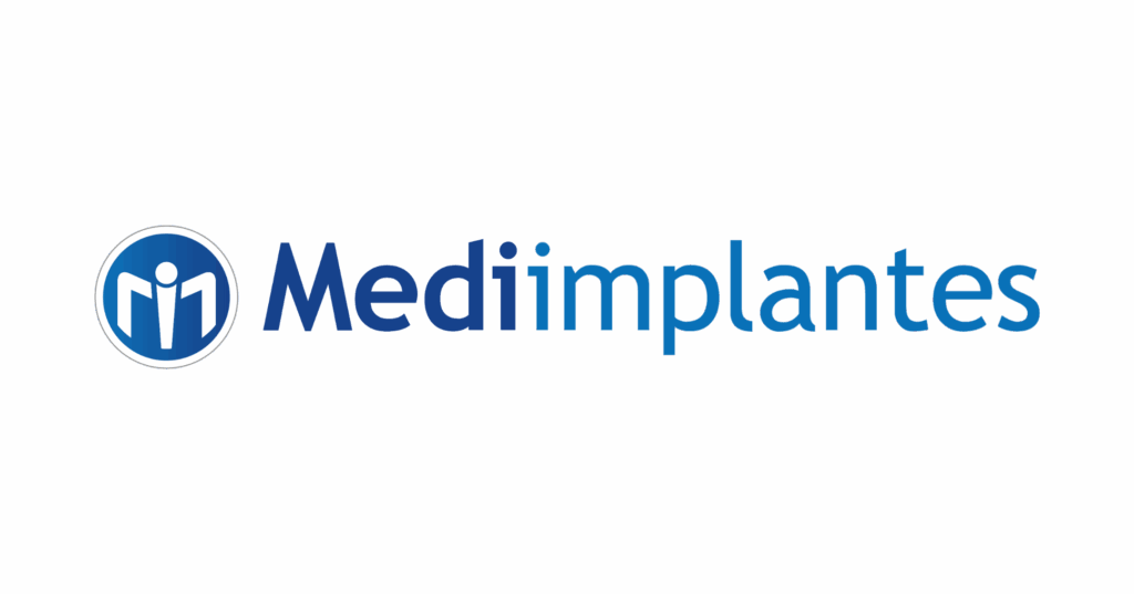 Logotipo oficial de Mediimplantes, empresa especializada en sistemas de implantes de columna en Colombia
